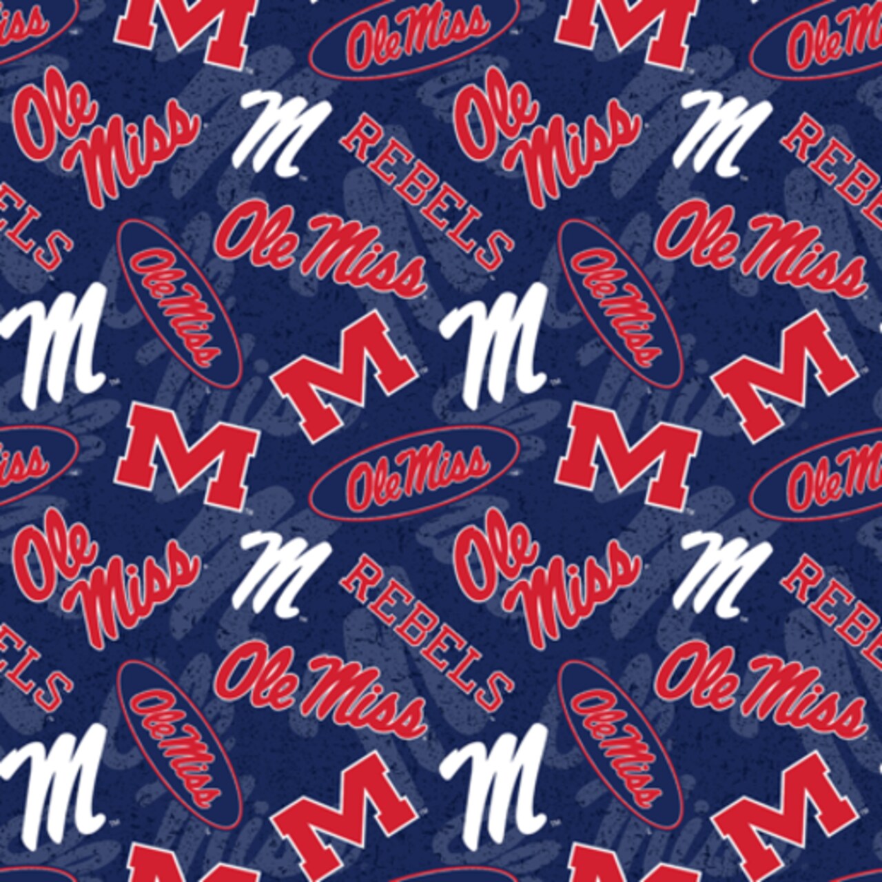 Licensed NCAA University of Mississippi Tone on Tone MS-1178 Cotton Fabric by the Yard